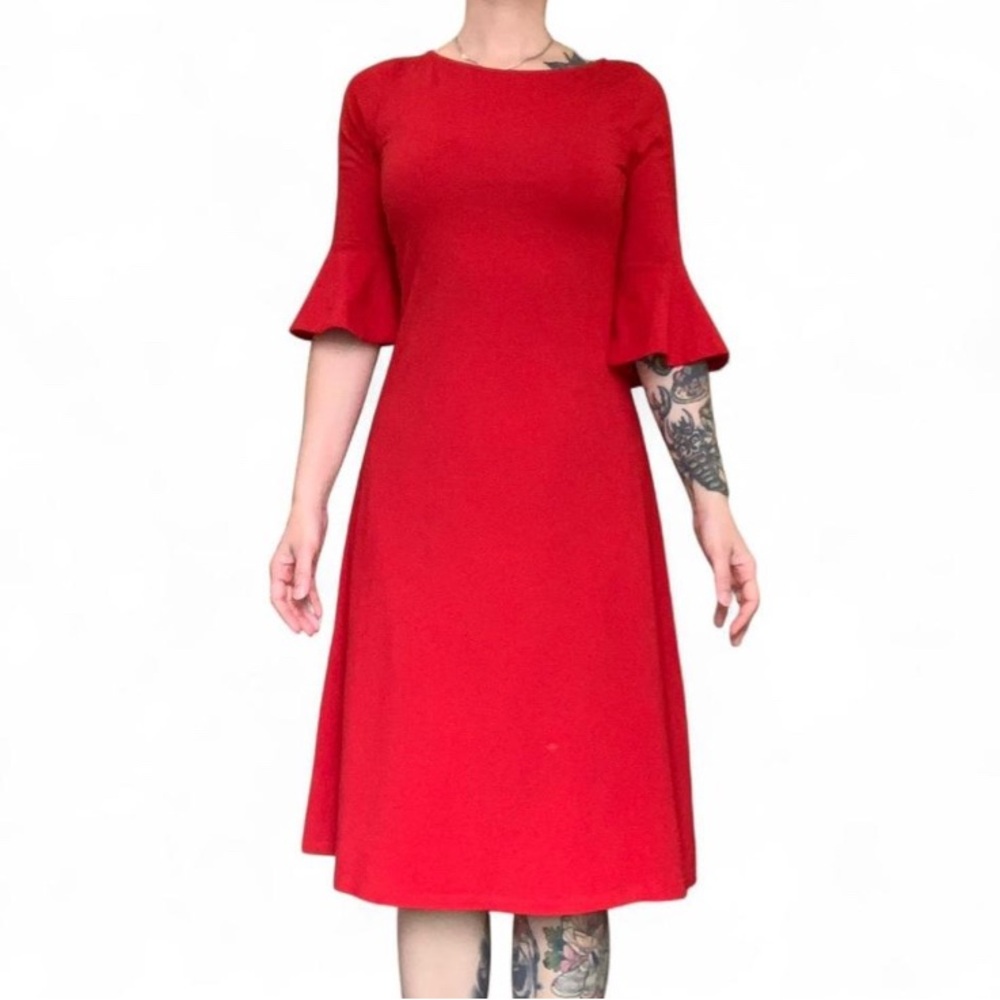 Lauren Ralph Lauren Red Flare Sleeve Dress Size Small